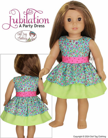 Jubilation Party Dress Doll Clothes Pattern for 18" Dolls