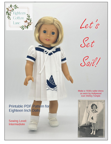 Eighteen Cotton Lane 18 Inch Historical Let's Set Sail! 18" Doll Clothes Pattern Pixie Faire