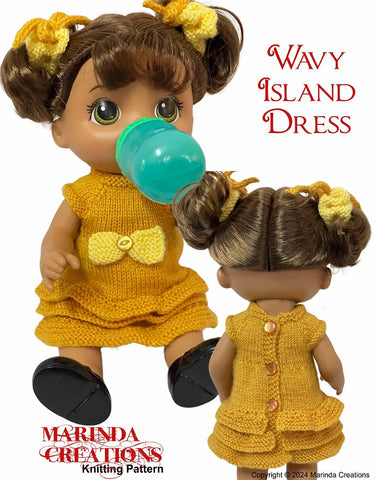 Wavy Island Dress Doll Knitting Pattern for 12-13" Baby Dolls