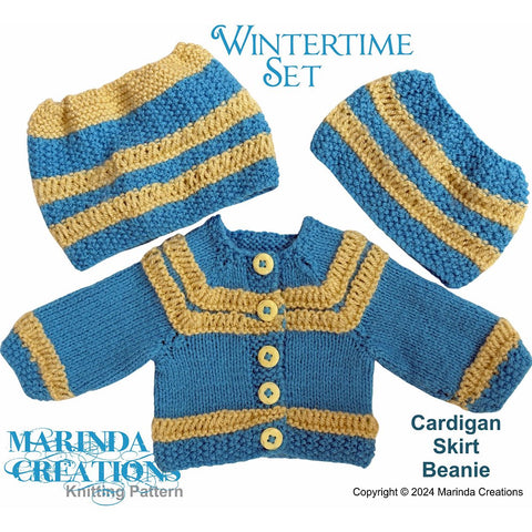 Wintertime Skirt Set 18" Doll Clothes Knitting Pattern