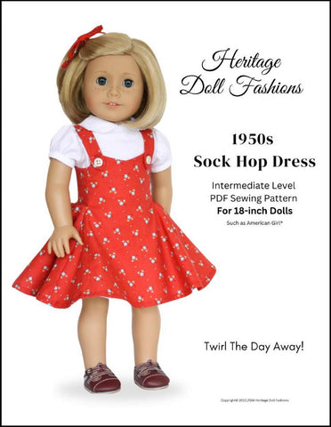 1950's Sock Hop Dress 18" Doll Clothes Pattern