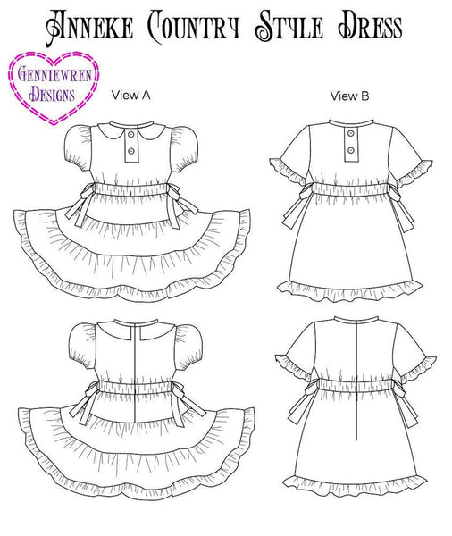 Genniewren Designs Anneke Country Style Dress Doll Clothes Pattern 15 ...