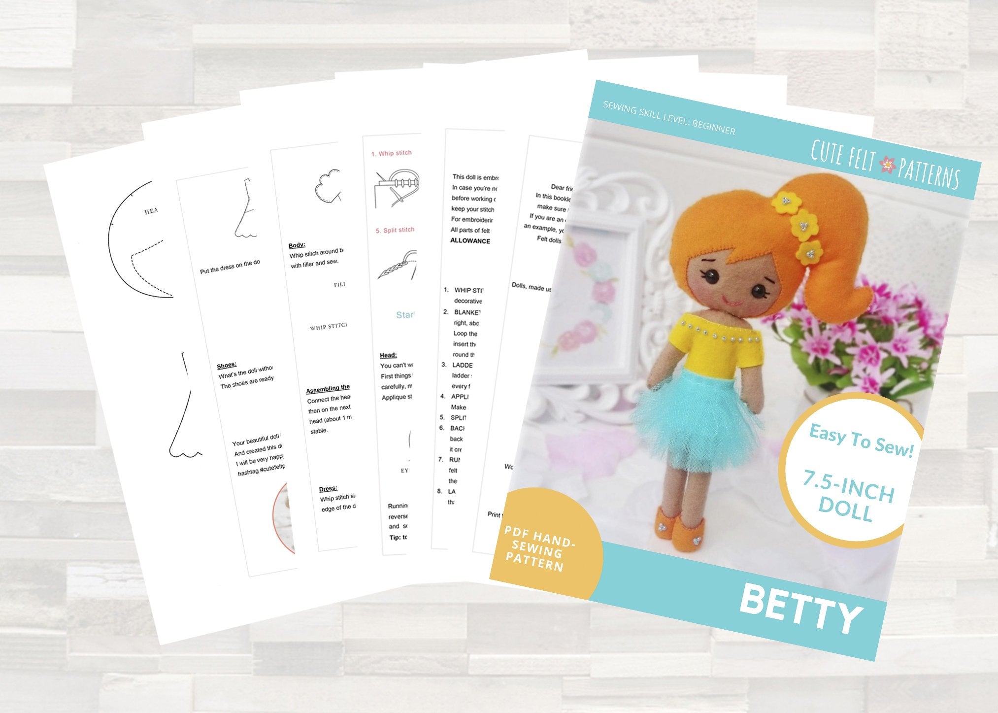 PDF Stitch Doll Pattern / Felt Easy Sewing Pattern / Lilo and