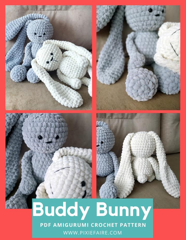 Crochet plush bunny, soft bunny toy, large stuffed rabbit