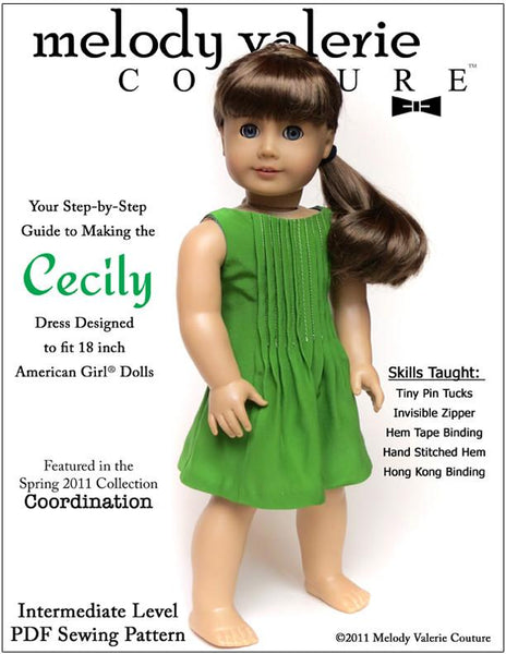 Melody Valerie Couture Cecily Dress Doll Clothes Pattern 18 inch ...