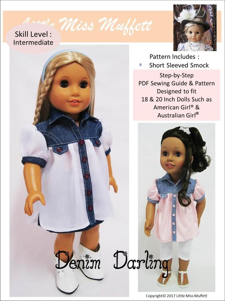 Little Miss Muffett Denim Dancer Doll Clothes Pattern 18 inch American Girl  Dolls