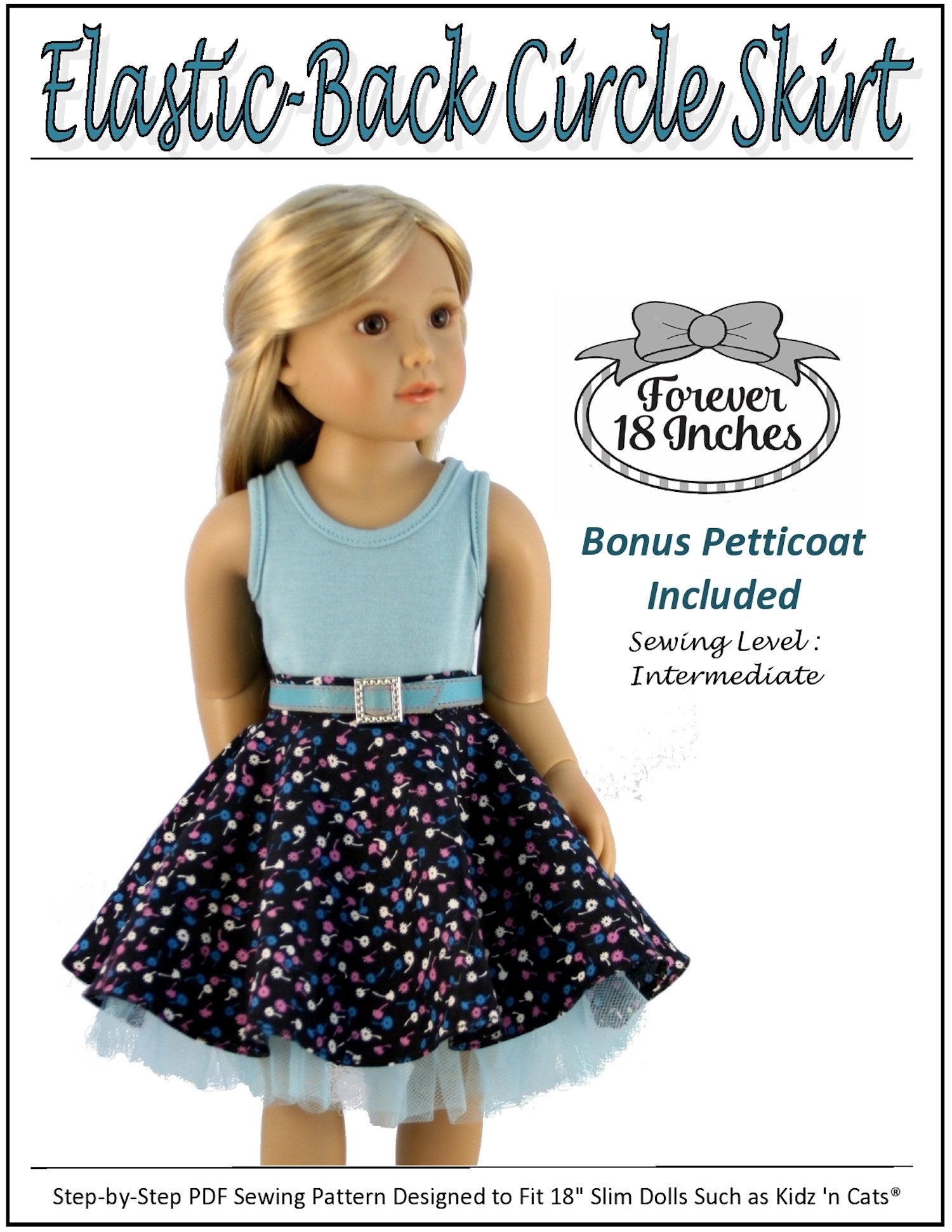 Forever 18 Inches Elastic-Back Circle Skirt Doll Clothes Pattern Kidz N ...