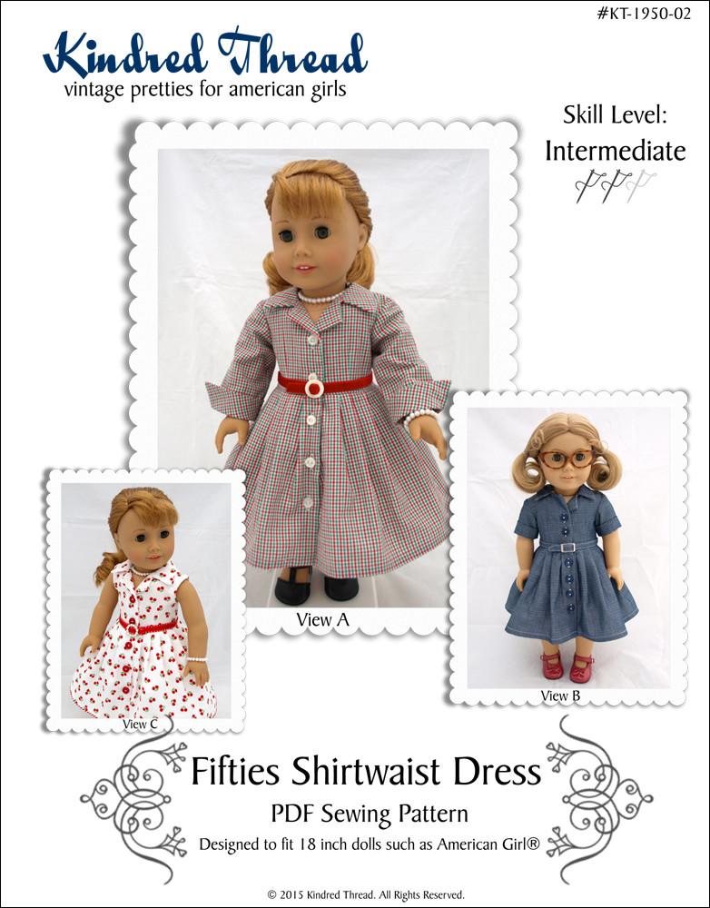 Kindred Thread Fifties Shirtwaist Dress Doll Clothes Pattern 18