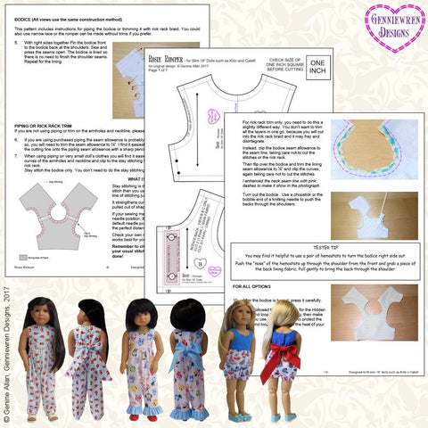 Genniewren Designs Rosie Romper Doll Clothes Pattern 18 inch Kidz N ...