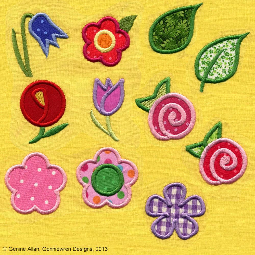 Genniewren Designs Mini Applique Flowers Machine Embroidery Design