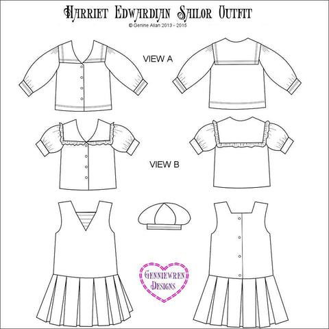 Genniewren Designs Harriet - Edwardian Style Sailor Outfit Doll Clothes ...