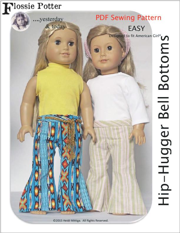 Flossie Potter Hip-Hugger Bell Bottoms Doll Clothes Pattern 18 inch  American Girl Dolls