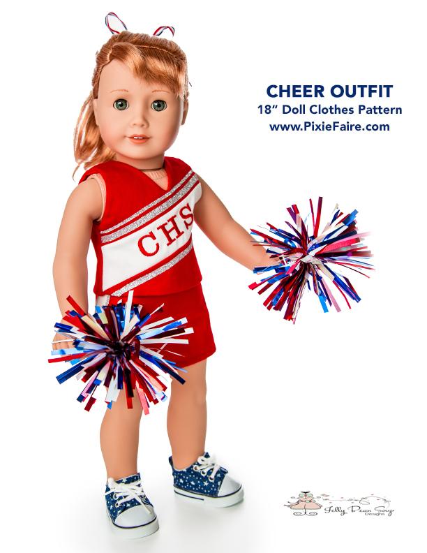 St. Louis Cardinals Cheerleader Doll outfit Clothes Poms fits 18
