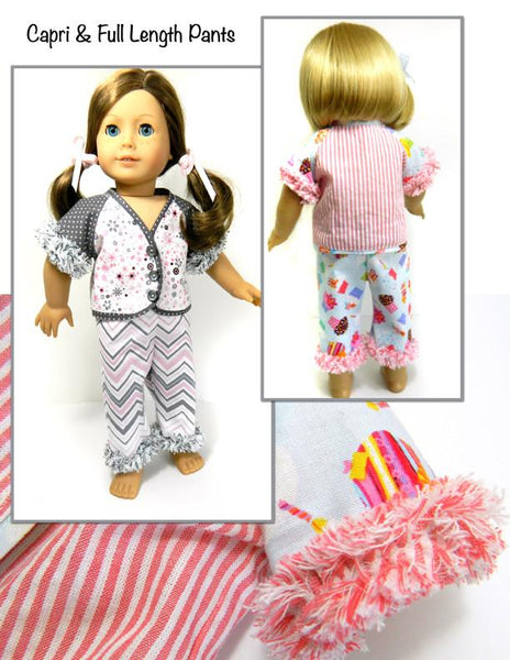 Sleepover PJ 15 inch and 18 inch Doll Clothes PDF Pattern Download