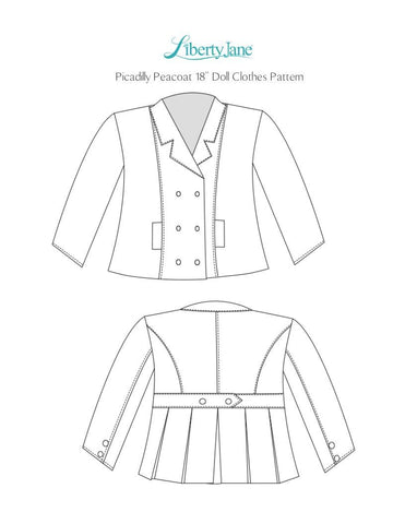 Liberty Jane Piccadilly Peacoat 18 inch Doll Clothes Pattern PDF
