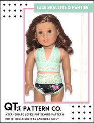 QTπ Pattern Co Oh So Pretty Bralette and Panties 18 Doll Clothes Pattern
