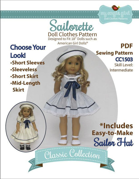 My Angie Girl Sailorette Doll Clothes Pattern 18 inch American Girl Dolls