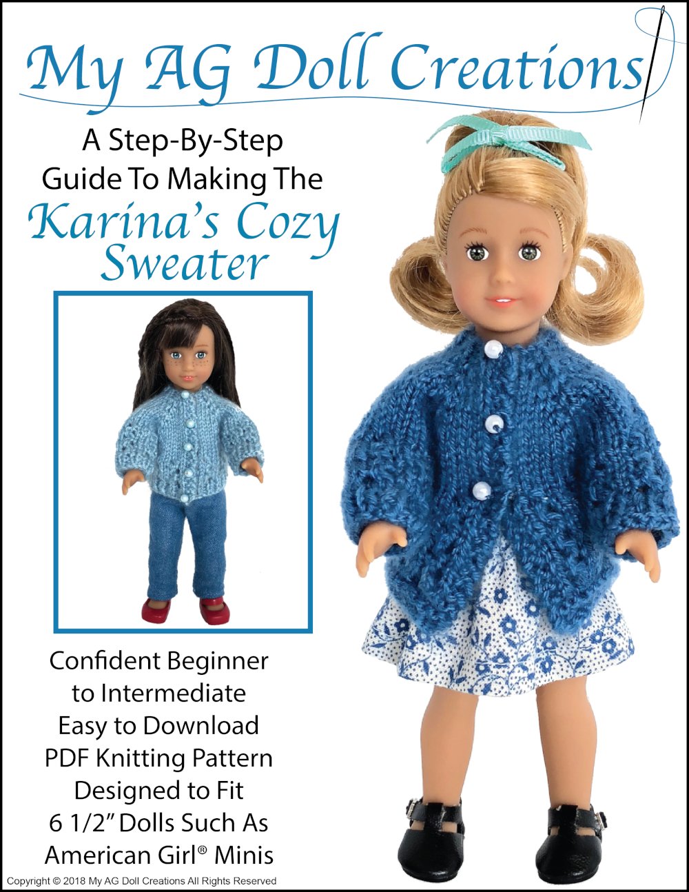 Knitting Pattern for Three Dresses for 18-inch dolls like American Girl,  Our Generation, Maplelea Girl and other similar dolls.