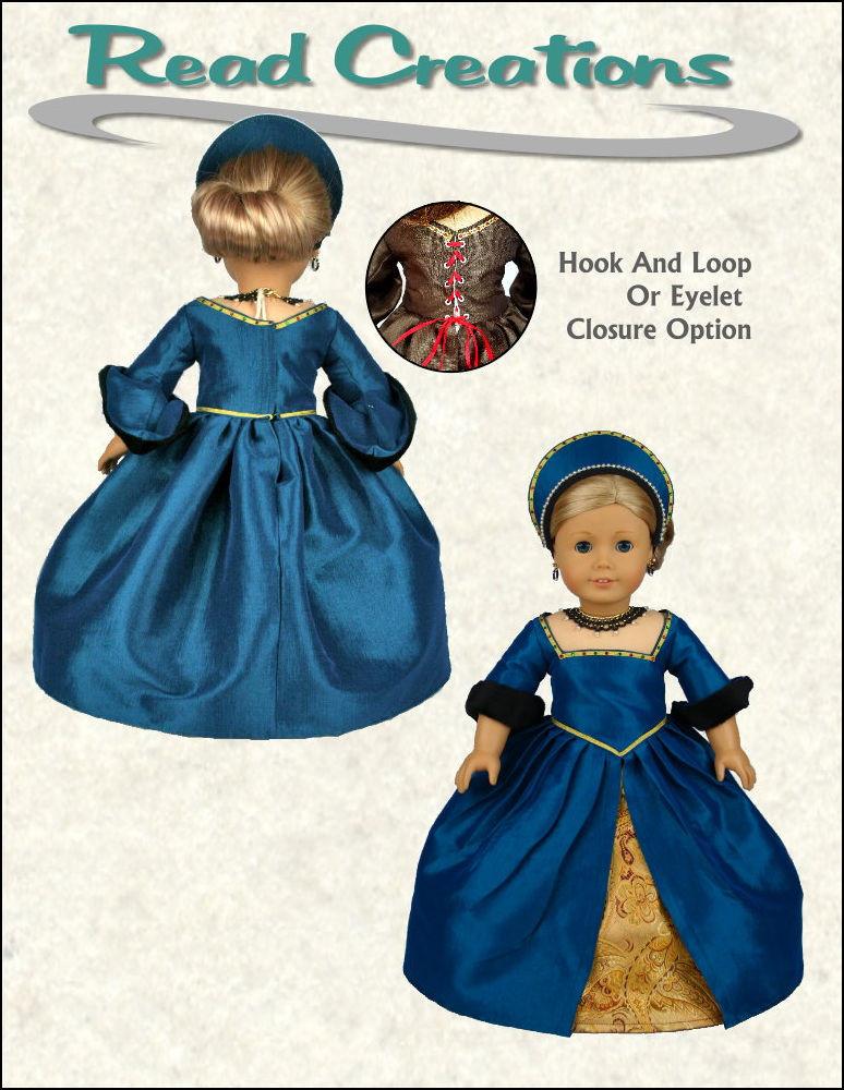 Readcreations 3 Looks In One Tudor Ensemble Doll Clothes Pattern 18 Inch Dolls Such As American