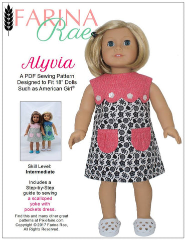 Farina Rae Christy Dress Doll Clothes Pattern 18 inch American Girl Dolls