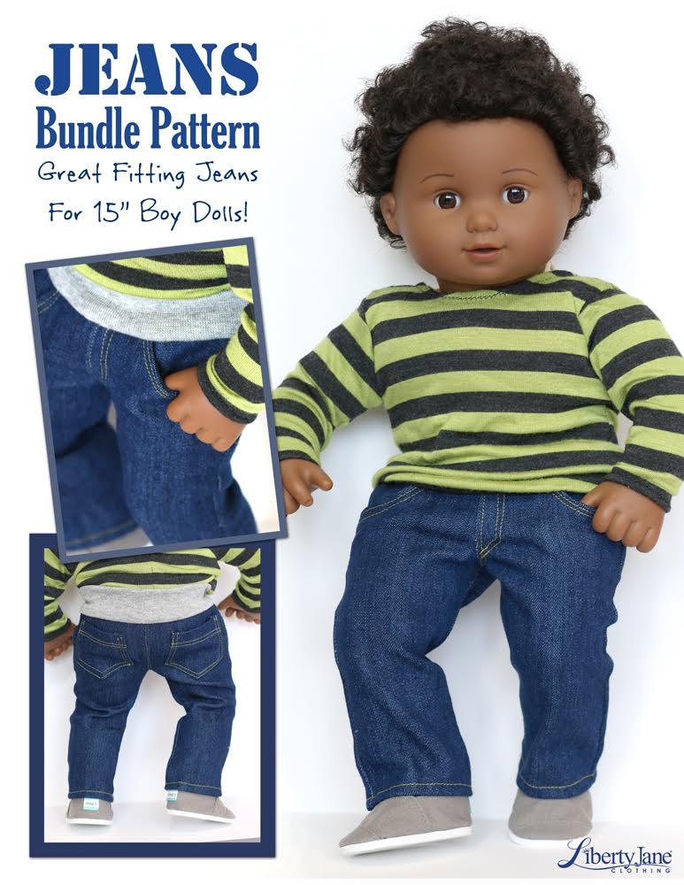 Liberty Jane Jeans Bundle Doll Clothes Pattern 15 inch American