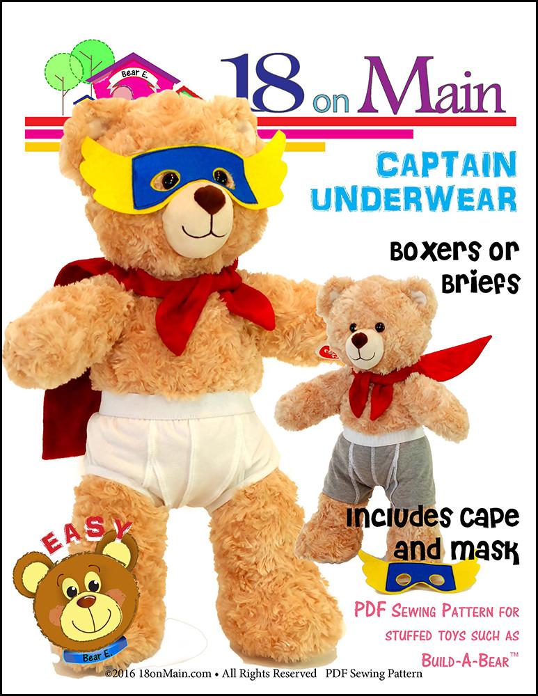18 On Main Captain Underwear Plush Toy Clothes Pattern 15 to 18 inch  Build-A-Bear Bears