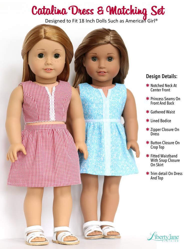 Patterns for the 18 Inch Doll, High Waist Dress, Low Waist Dress, and a  V-neck Collar 