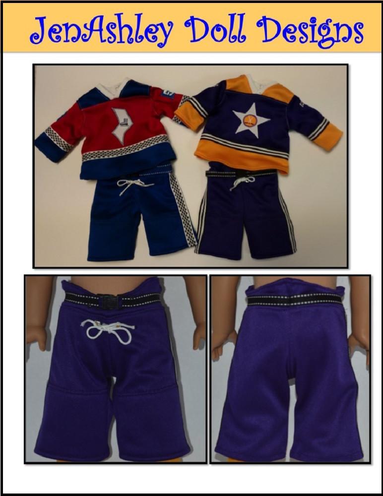 Customized Doll Hockey Jerseys and Black Skates for 18 