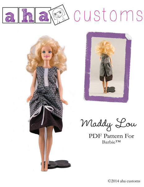 Maddy Lou Dress for 11 1/2 Inch Fashion Dolls PDF Pattern Download