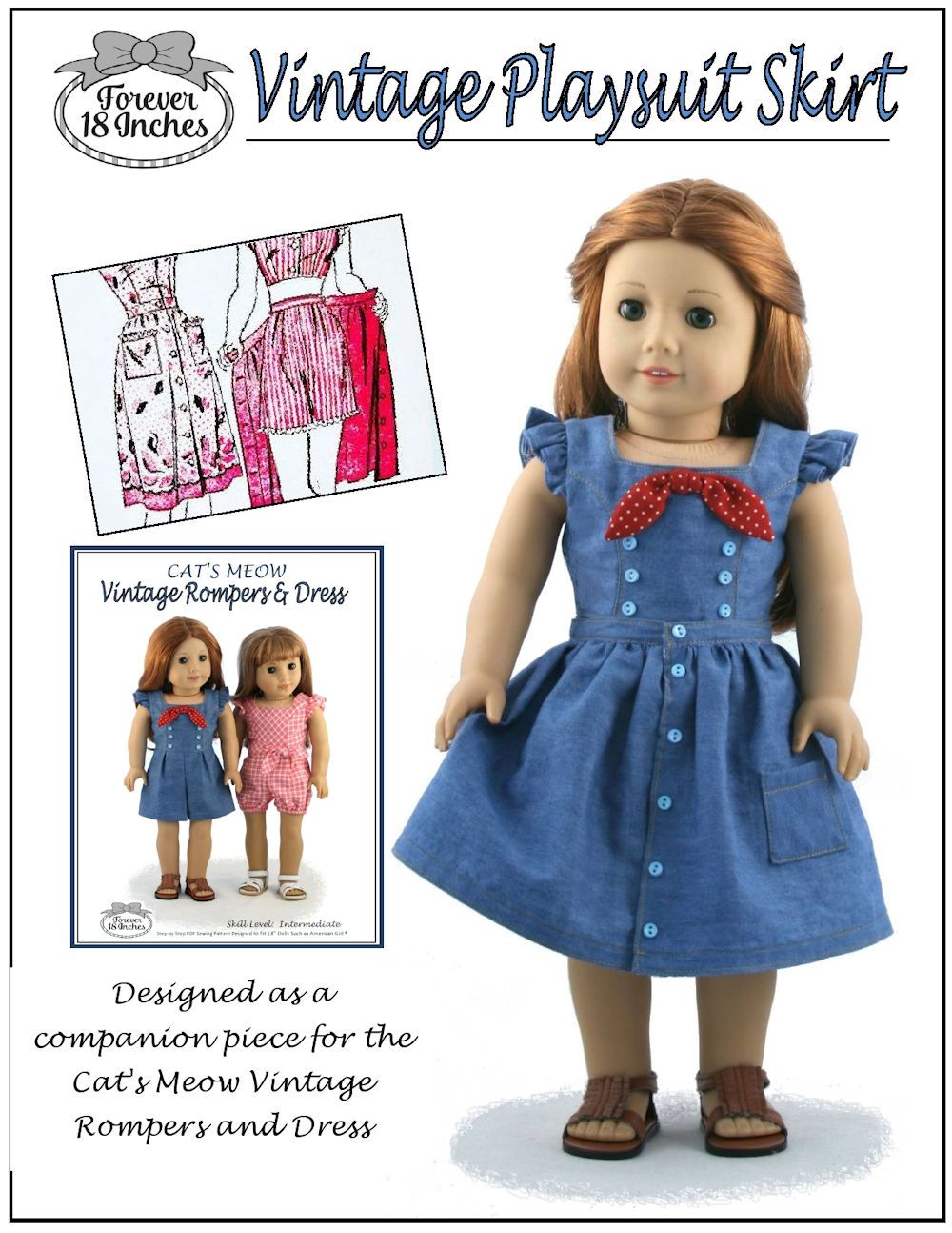 Forever 18 Inches Vintage Playsuit Skirt Doll Clothes Pattern 18 inch ...